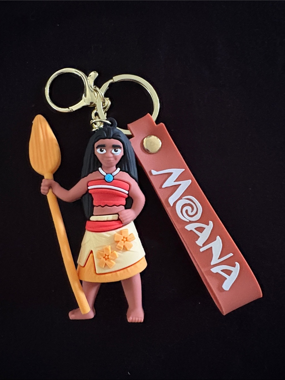 Moana PVC Character Keychain Bag Charm with Strap- Coral and Yellow